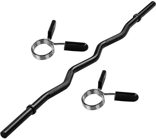 MOVIT® Profi SZ Curlstange, 30mm STANDARDNORM, Auswahl: 120cm (7kg) o. 130cm (8kg), Verchromt/Schwarz, Sternverschluss/Federverschluss, Hantel Curl Stange Hantelstange