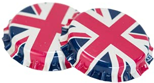 Vigo Presses Bottle Caps – 26mm Crown Caps Will Fit Almost All Beer Bottles – Suitable for All Homebrewing Applications – (Union Jack, 100)