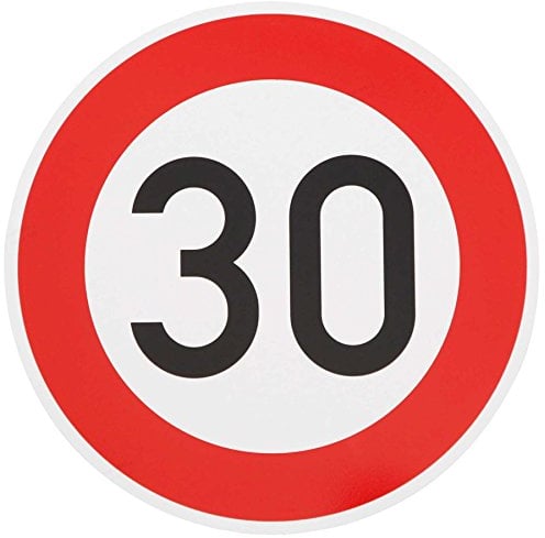 ORIGINAL Verkehrszeichen Schild Nr. 274-30 Verkehrsschild 30 KM/H Straßenschild Straßenzeichen RAL StVO Geburtstagsschild 42 cm Metall mit Folie-Typ1