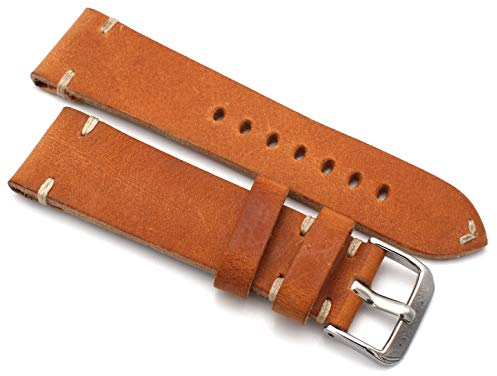 Sulla RIOS 1931 Herren Leder Deutsch Uhrenarmband Vintage 24 mm Pilot hell braun