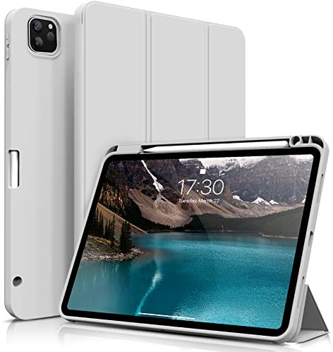 ZOYU Case for 11 inch iPad Pro 4th/3rd Generation 2022/2021, Trifold Stand Protective Case with Pencil Holder, Auto Sleep/Wake, Soft Slim TPU Back Cover, for iPad 11 Pro 2nd 1st Gen 2020 2018 -Gray