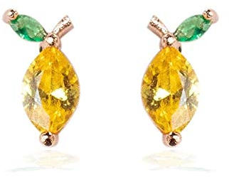 SALAN S925 Anti-allergie Post 18 Karat Vergoldete Zirkon-Ohrstecker Mode Kristall Ananas Banane Pfirsich Apfel Zitrone Kirsche Frucht Ohrstecker