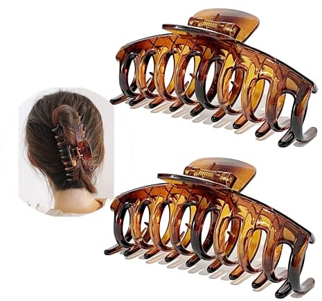 Marrie Large Hair Claw Clips for Thick Hair Nonslip Jumbo Hair Clamp Strong Big Hold Jaws Hair Styling Accessories for Women Girls Size 4.3 Inches (Brown)
