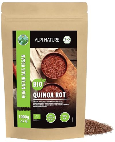 Alpi Nature Quinoa Roja Orgánica 1kg, Quinoa Orgánica para Cocinar y Ensaladas, sin Gluten