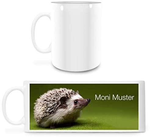 Manutextur Tasse mit Namen - personalisiert - Motiv Igel - viele Farben & Motive - weiß - persönliches Geschenk mit Wunsch-Motiv und Wunsch-Name