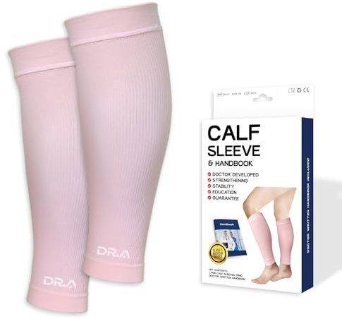 Dr. Arthritis - Manchon Compression Mollet pour Hommes et Femmes - Chaussettes de Contention pour Soulager les Douleurs de la Jambe, Tibia, Récupération Musculaire, Varices [Large, Rose, 1 Paire]