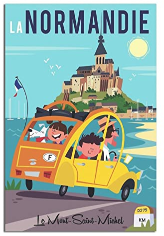 Normandy Mont-Saint-Michel Vintage Reise-Poster Leinwandkunst Wand-Dekor Poster Bild Druck Gemälde Poster Geschenk 30 x 45 cm