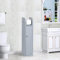 Unibos Free Standing Toilet Roll Holder Cabinet, Wooden Grey/White Bamboo Toilet Roll Storage Unit with Shelf (Grey)