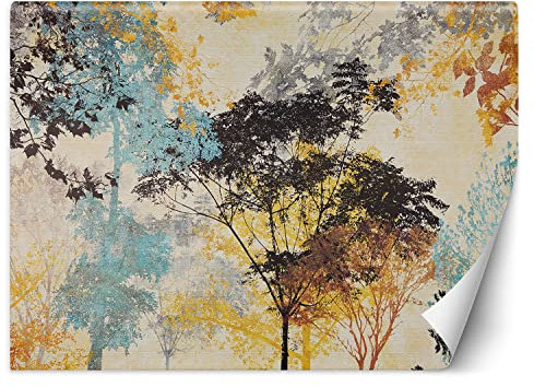 Feeby Papel Pintado Árboles Bosque Naturaleza 200x140 cm Multi Fotomurales Decoración De Pared Moderna Fotográfico Baño Cocina Dormitorio Oficina Hojas Abstracción Ramas