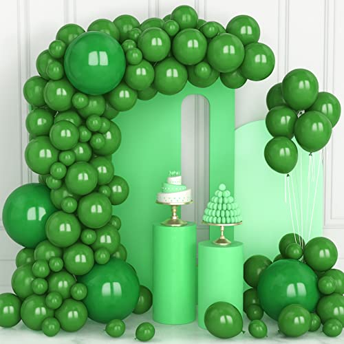 Palloncini Verdi, 106 pezzi 5 10 12 18 pollici Verde Scuro Kit Ghirlanda Palloncini con Nastro per Ragazze Ragazzi Deco Compleanno Baby Shower Bridal Shower Wild Safari Animal Jungle Party Decorations