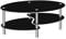 LEADZM Table Basse en Verre Trempé à 3 Couches - Ovale pour Salon, Bureau - 90 x 50 x 45 cm (Noir)