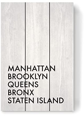 artboxONE Holzbild 45x30 cm Städte/New York New York City - Stadtteile von Künstler MyAzizaShop