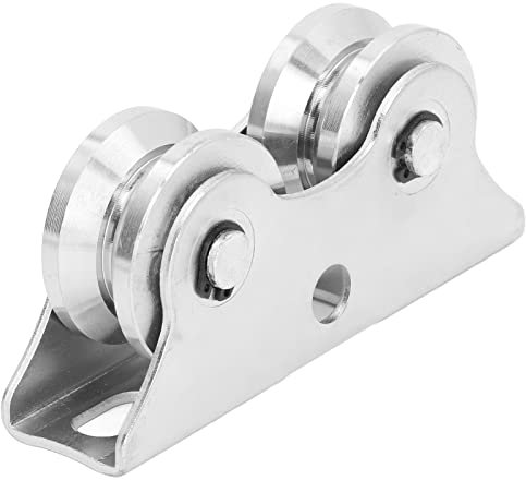 Yuecoom Rillenrad, Umlenkrollen Für Seile V-Förmige Hebekran Seilrolle Doppelt Gelagerte Rolle Mit Halterung Aus Edelstahl Für Schwere Rolltore Mit Umgekehrter Schiene