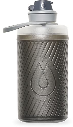 HydraPak Flux - Gris Mammouth - Bouteille d'eau pliable pour sac à dos (750 mL) - Sans BPA, ultralégère, bouchon à vis