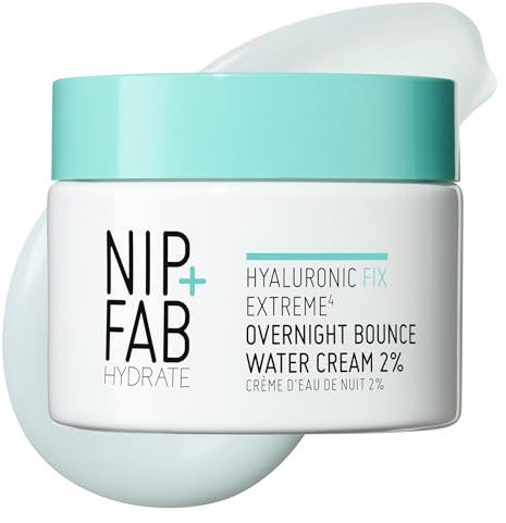 Nip + Fab Hyaluronic Fix Extreme4 2% Nachtcreme – Feuchtigkeitspflege, Porenglättend & Hydratisierend – mit Hyaluronsäure, Aufpolsterungseffekt, Anti-Aging für Strahlende Haut, 50 ml