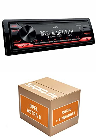 Autoradio Einbaupaket passend mit JVC KD-X282DBT für Opel Astra G Bluetooth: Telefonieren & Audiostreaming DAB+ USB