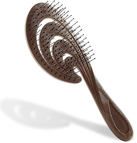 Ninabella Haarbürste ohne Ziepen für Damen, Männer & Kinder-Entwirrbürste für Locken, Lange Haare&Nasses Haar-Nachhaltige Detangler Bürste aus Recyceltem Material-Schokobraun