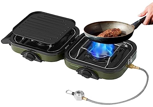Fornello da campeggio - Fornello pieghevole leggero da viaggio multifunzionale con 2 fuochi - Fornello elettrico a zaino per picnic all'aperto, 2300w Strumenti di cottura di sopravvivenza