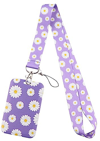 Lila Daisy Lanyard für Schlüssel mit ID Badge Holder Schlüsselanhänger Band Allzweck-Stil Lanyard für Schlüssel ID Karte