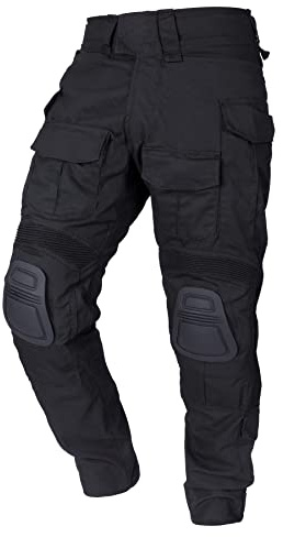IDOGEAR Pantaloni da combattimento G3 con Ginocchiere Pantaloni Cargo Uomo Tattici Pantaloni da Lavoro Camouflage Militare Multi-Pockets, Nero , XL