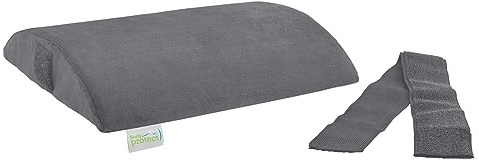 Bodyprotect Rückenkissen mit weichem Mikroplüsch Bezug, Halbrolle, Orthopädisches Kissen, Fixierbar, Memory Foam, 30 x 28 x 6 cm, grau