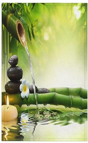 Japon Zen Stone Lot de 1 serviette de cuisine japonaise en bambou doux absorbant séchage vaisselle cuisine restauration restaurant 45 x 72 cm