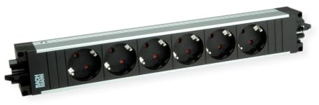 BACHMANN Steckdosenleiste Step ALU 6-Fach GST18 Schwarz 906.18804 (modulares Stecksystem mit vielseitiger Anwendung und robustem Aluminiumprofil)