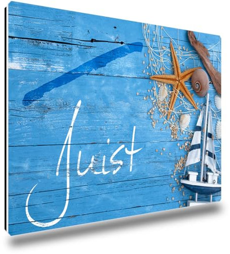 TRIOSK Kühlschrankmagnete Nordsee Magnet Insel Juist Spruch Souvenir Geschenk Maritim für Reiselustige Frauen Männer Nordseeliebhaber Kühlschrank stark eckig groß 85x55 mm