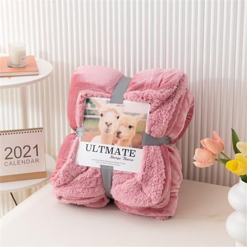 Highdi Coperta di Morbida Pile, Natale Stampa Calda e Accogliente Invernale Autunnale Divano Coperta Pelosa, per Letto Soggiorno Decorare, Bambini e Adulti (Rosa,100x120cm)