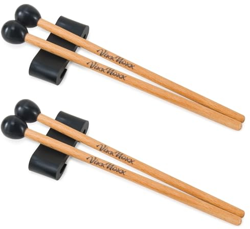 VixxNoxx 4 Pc Baguettes de Xylophone Maillets de Tambour en Caoutchouc 6,5 in/16,5 cm avec 2 Pcs Porte Baguettes Maillets de Glockenspiel Baguettes de Percussion en Bois