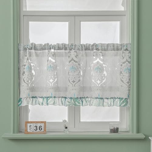 EDLE Küchenvorhänge, durchscheinende Kurze Vorhänge, Trennvorhänge, Draperie-Schönheit for Schlafzimmer, Wohnzimmer (Color : Gray, CH : 180x60cm)