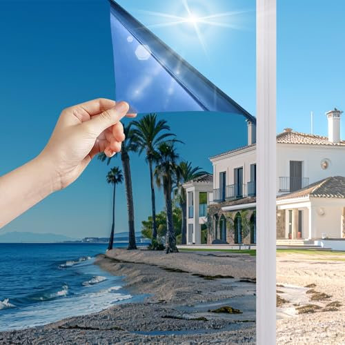 Antrect One Way Window Film Privacy 118X400Cm Reflective Window Film Window Privacy Film Self Adhesive Window Sun Blocker Glass Film For Windows Privacy Mirror Window Film