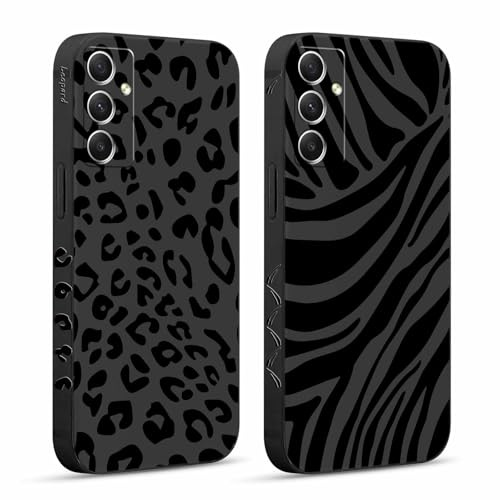 Pnakqil 2 Stück Handyhülle für Samsung Galaxy A34 5G 6,5 Hülle, Wildes Zebra Leopard Bemaltes Muster Case Silikon Weiche für Mädchen Modische TPU Dünn Stoßfeste Kameratasche Tasche Schutzhülle
