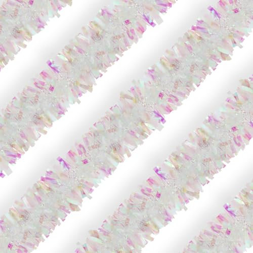 10 m / 32.8 ft Christmas Tinsel Garland, Long Xmas Garland Decorations Metallic Tinsel Strands Christmas Tree Boa Hanging Decoration for Christmas Home Decorations Wreath Wedding Party (Pink Rainbow)