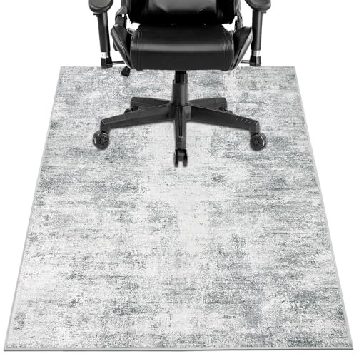 Capslpad Office Chair Mats for Hardwood Floor 90x120cm Non-Slip Modern Abstract Home Multi Purpose Chair Mat Low Pile Floor Protectors Computer Chair Carpet Mat for Tile Laminate Rolling Chair, Grey
