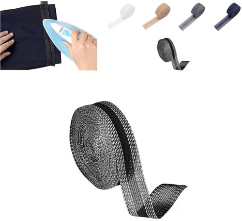 Hem Tape No Sew No Iron,Iron on Hemming Tape,Hemming Tape for Dresses,16.4ft Pants Fabric Tape No Sew Iron on Hemming Tape Fabric Fusing Tape Roll for Sewing Pants Dress Jeans Trousers (black)