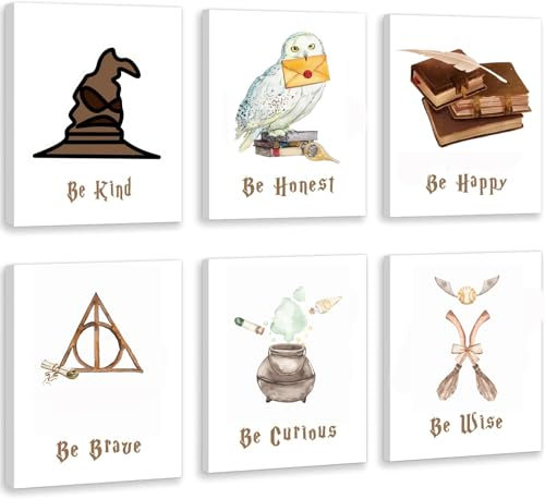 Wizard Wandbilder Magisches Leinwand, Magisches Wanddekor, Buntes Magisches Buch, Eule, Magische Wandkunst Inspirierendes Zitat Wand Poster Bild Für Zuhause Kinderzimmer Kaffee Bar (Mit Rahmen)