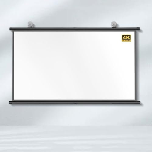 QTWLG Pantalla Proyector En Pared Pantalla De Proyección Enrollable Manual 30 40 50 60 72 Pulgadas HD 4K Pantalla De Cine En Casa para Interior Exterior, Antiarrugas(72 Inch (16:9))