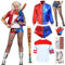 Capaneus Faschingskostüme Damen, Cosplay Kostüm Blau Rot mit Jacke, T-Shirt, Shorts, Handschuh, Tattoos, Netzstrümpfe Accessories für Damen Erwachsene Party Karneval Halloween Cosplay