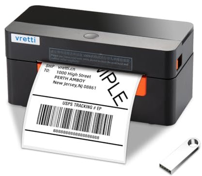 vretti DHL Etikettendrucker,Versandetikettendrucker DHL,USB Etikettendrucker Thermodrucker für Versandpakete, Kompatibel mit Amazon,Ebay,Shopify,DHL,FedEx