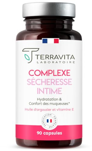 Complexe Sécheresse Intime | Huile d’Argousier riche en Oméga 7 + Vitamine E | Hydratation Profonde et Confort de la Peau, des Yeux et des Muqueuses | 90 Capsules Vegan | Made in France | Terravita
