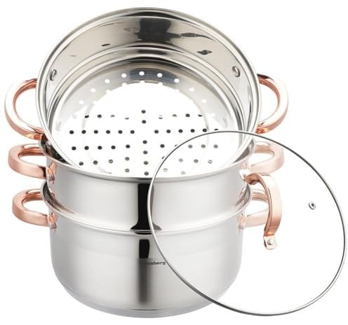 Matowarka Dampfgarer Töpfset Dampfkochtöpfe KLAUSBERG (Silver/Rosegold, 4-Tlg)