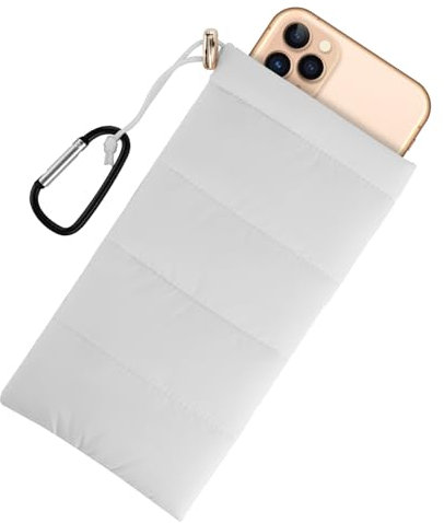 Tinoaly Custodia Termica per Telefono, 19x10,5cm Custodia per Cellulare Borsa Calda per Telefono per Prevenire il Congelamento e il Surriscaldamento per gli Sport All'Aria Aperta (Bianco)