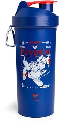 Smartshake Botella mezcladora de proteínas para mezclas de proteínas, 935.5 g, vasos mezcladores para batidos de proteínas, botella mezcladora de proteínas, coctelera sin BPA, Superman