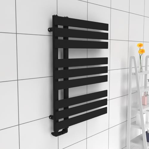 Lux Heat Black Open-Flat Designer Towel Radiator 800mm (H) x 600mm (W)