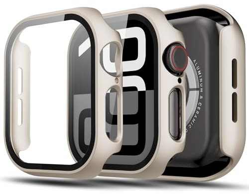 TGKML 2-Stück Kompatibel mit Apple Watch Series 11/10 Schutzhülle mit Displayschutzfolie 42mm, Hard Gehäuse Eingebaut Kratzfest Gehärtetes Glas Schutzfolie für iWatch 10/11 42 mm, Polarstern*2