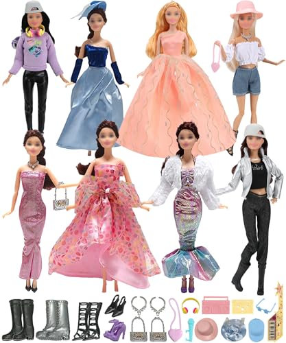 Walenbily 34 pcs Puppen Kleidung Kleider Zubehör 30cm Puppe Party Dress Up Set für 11.5 Zoll Puppenkleider