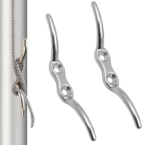 Lumivra 2PCS 113mm Silver Cleat Hooks - Heavy-Duty Stainless Steel Wall Hooks for Home Organization, Flagpoles, Washing Lines, and Outdoor Use