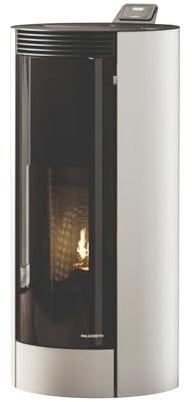 Stufa a Pellet Ecofire Melita Palazzetti Art. 805806480, 8,2 kW, Design Arrotondato Colore BIANCO, Rivestimento in Acciaio, Tecnologia Zero Speed Fan, Classe Energetica A+