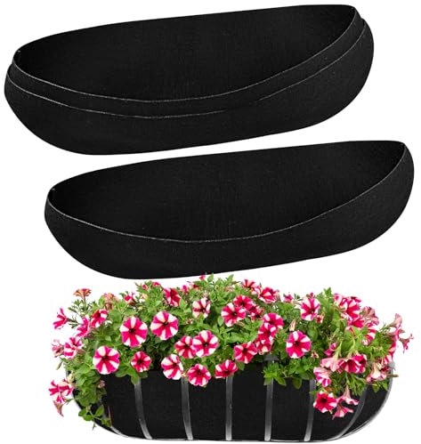 Udewo 3PCS 30 Inch Wall Trough Liners Felt Window Box Liners Fabric Planter Liners Black Flower Basket Liner Non-Woven Hanging Plant Liner for Planters Garden Fence - Avoid Bird Nesting